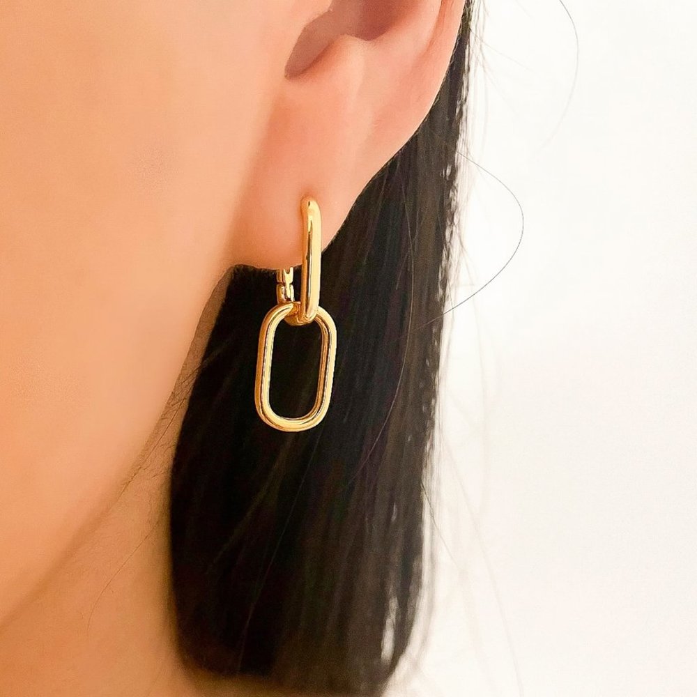 925 Sterling Silver Link Earrings Dangle Chain Earrings Minimalist Earrings - Picture 8 of 8
